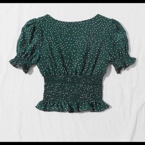 Green Polkadot crop top